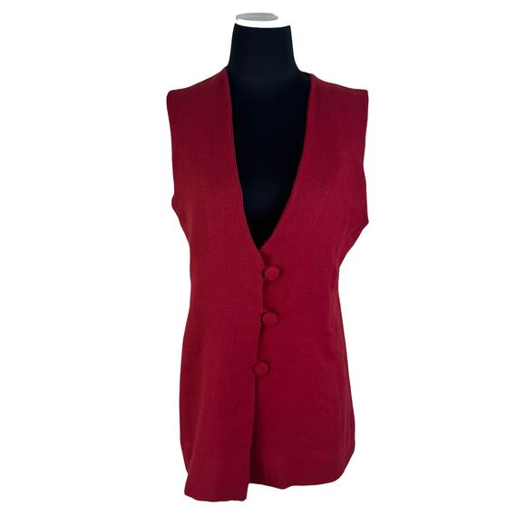 Tailored Fire: Structured Red Longline Vest (The Dressmaker Fashion) - Picture 8 of 16